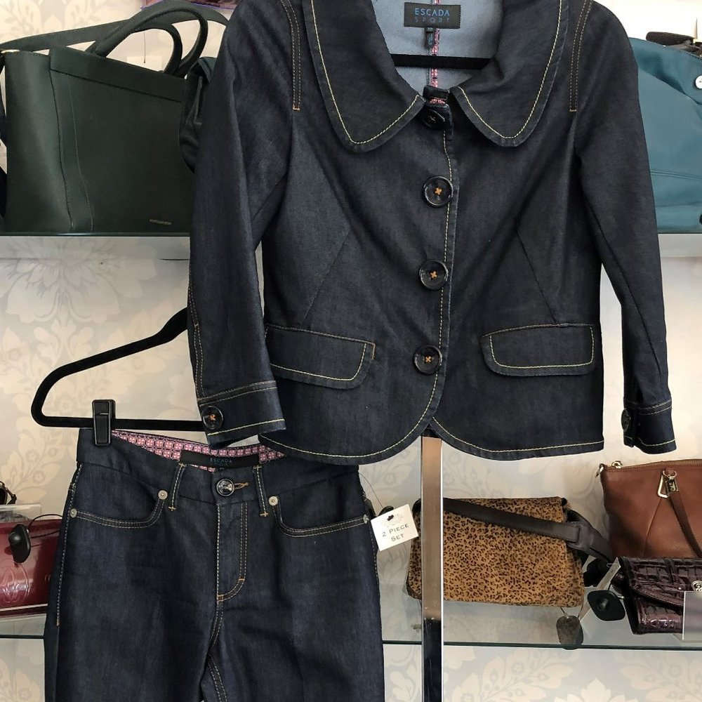 ESCADA SPORT Dark Wash Denim Jacket & Pant Set